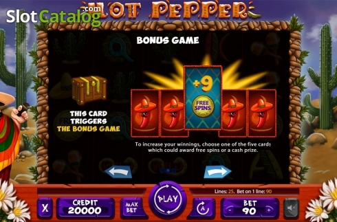 Paytable 2. Hot Pepper (X Card) slot
