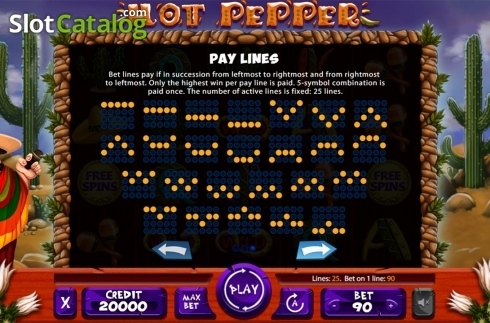 Paytable 3. Hot Pepper (X Card) slot