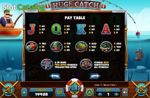 Paytable 1. Huge Catch slot