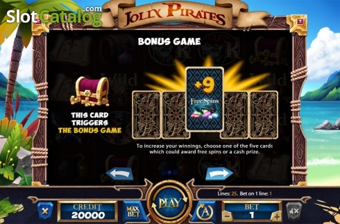 Paytable 2. Jolly Roger (X Card) slot