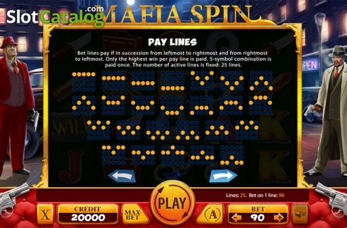 Paytable 3. Mafia Spin slot