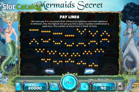 Paytable 3. Mermaids Secrets slot