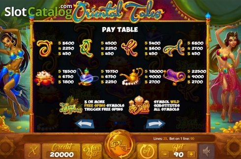Paytable . Oriental Tales slot