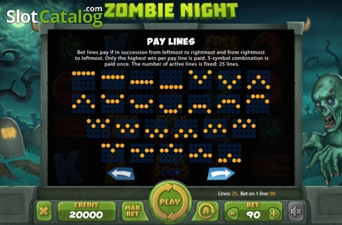 Paytable 3. Zombie Night slot