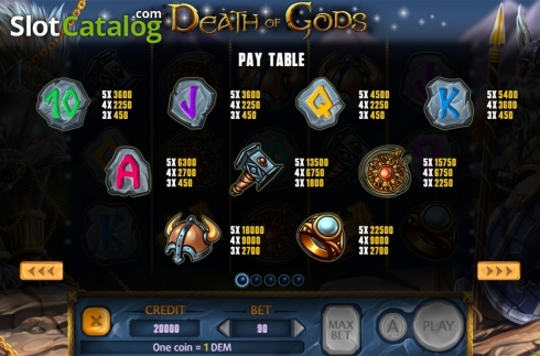 Paytable . Death Of Gods slot