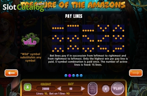 Paytable 2. Treasure Of The Amazons slot