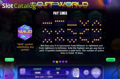 Paytable 2. Lost World (X Line) slot