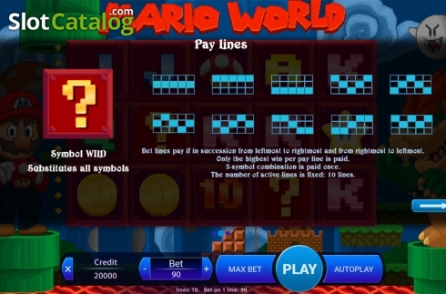 Paytable 2. Mario World slot