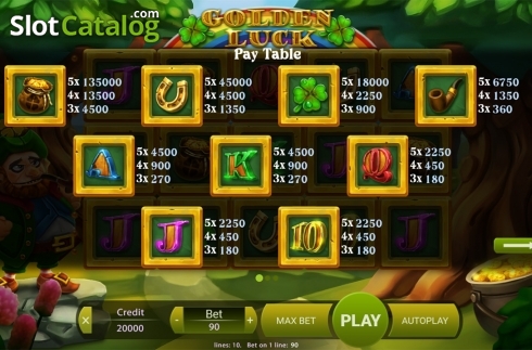 Paytable . Golden Luck (X Play) slot