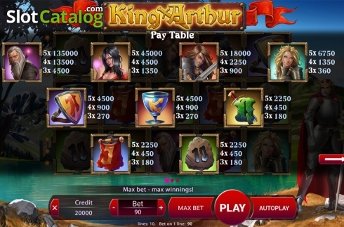 Paytable . King Arthur (X Play) slot