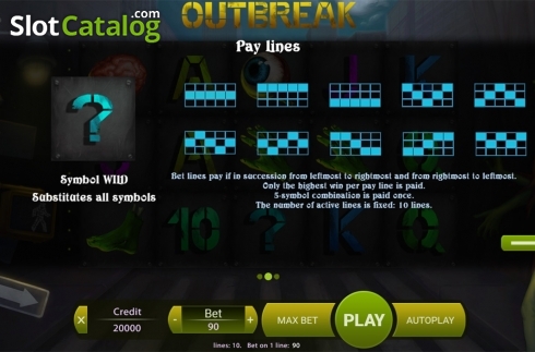 Paytable 2. Outbreak slot