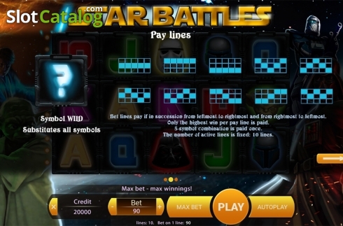 Paytable 2. Star Battles slot