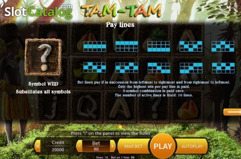 Paytable 2. Tam-Tam slot