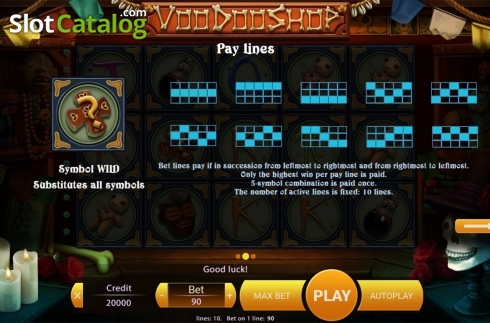 Paytable 2. Voodoo Shop slot