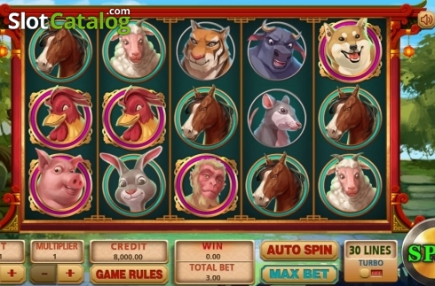 Game screen. Chinese Zodiac (XIN Gaming) slot