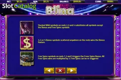 Features. Bling Bling slot