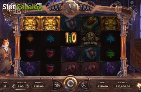Win Screen. Time Travel Tigers slot