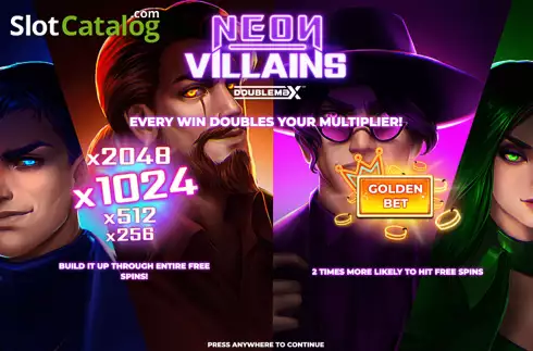 Start Screen. Neon Villains Doublemax slot