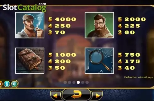 Paytable 4. Holmes and the Stolen Stones slot