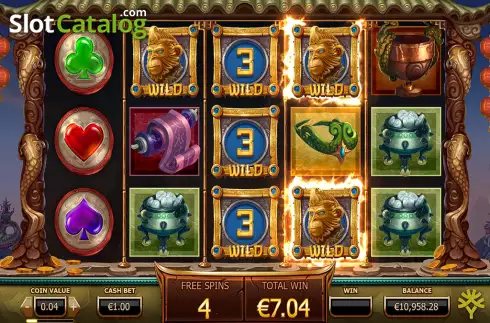 Free Spins Gameplay Screen. Legend of the Golden Monkey slot