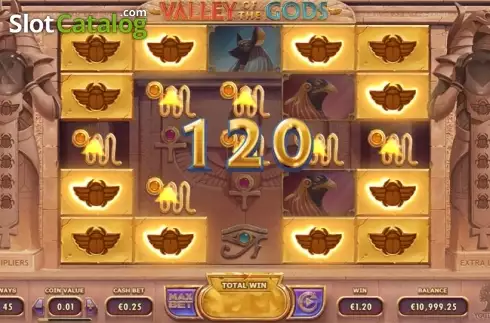 Win screen. Valley Of The Gods slot