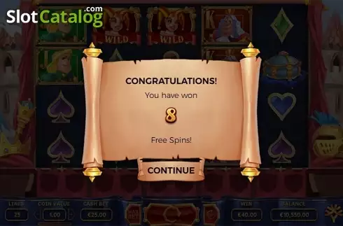 Free spins intro screen. The Royal Family slot