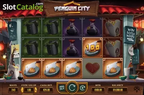 Win screen. Penguin City slot