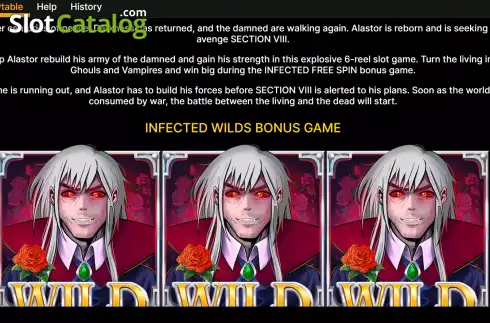 Game Features screen. Section VIII: Rise of the Damned slot