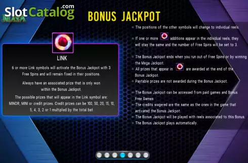 Bonus Jackpot screen. Link King Power of Maya slot
