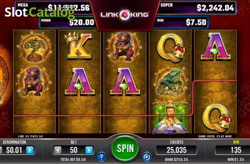 Win screen. Link King Kuan Kung Gold slot