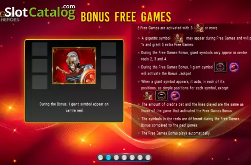 Free Games screen. Gods and Heroes slot