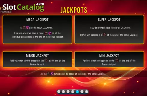 Jackpots screen. Gods and Heroes slot