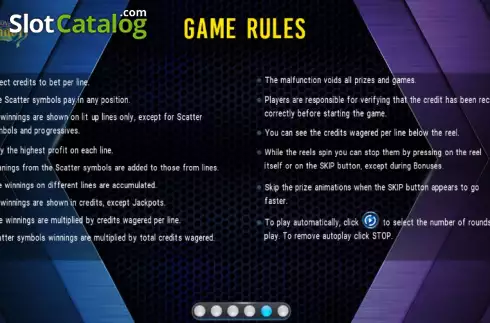 Game rules screen. Lady Dragon slot