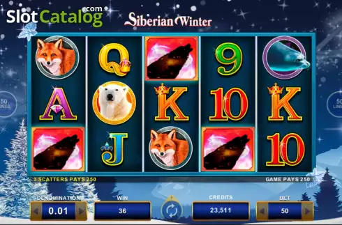 Bonus Game Win Screen. Siberian Winter slot