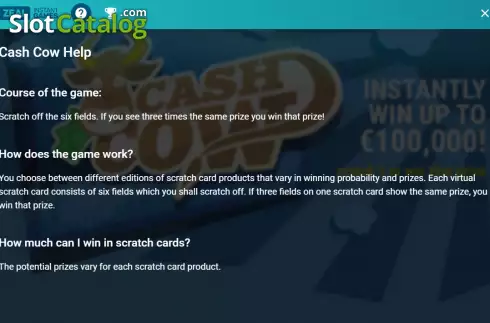 Bildschirm7. Cash Cow (Zeal Instant Games) slot