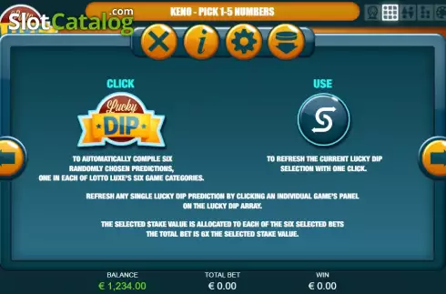 Game Rules screen 2. Lotto Luxe slot