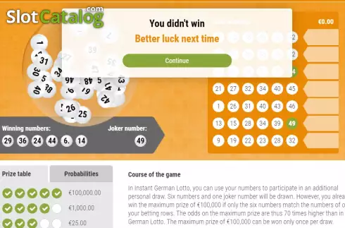 Bildschirm4. Instant German Lotto slot