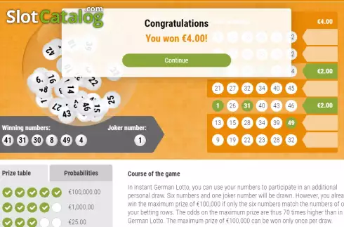 Bildschirm5. Instant German Lotto slot