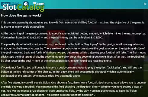 Game Rules screen. World Cup (Zeal Instant Games) slot