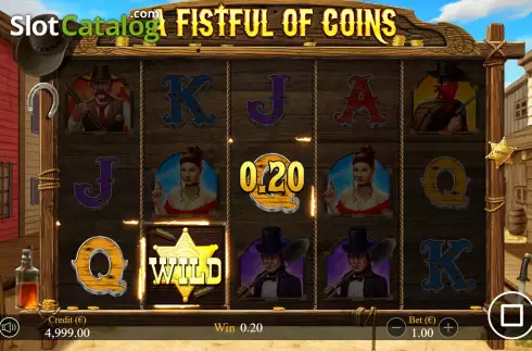Win screen. A Fistful of Coins slot