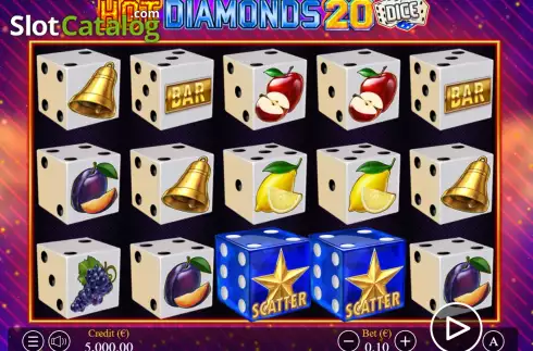 Game screen. Hot Diamonds 20 Dice slot