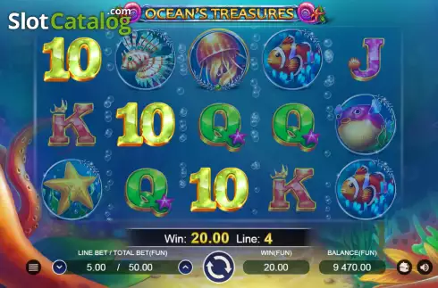 Win screen. Oceans Treasures slot