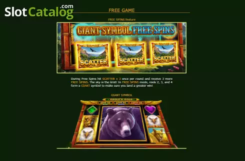 Free game screen. Eagle's Gold slot