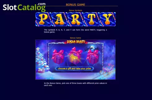 Bonus game screen. Xmas Party (Zillion Games) slot