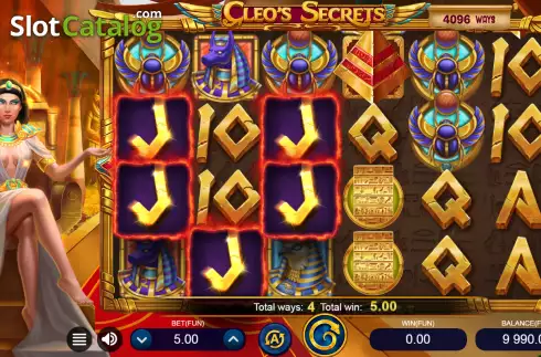 Win screen. Cleos's Secrets slot