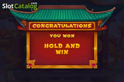 Hold  and Win screen. Golden Dragon (Zillion Games) slot