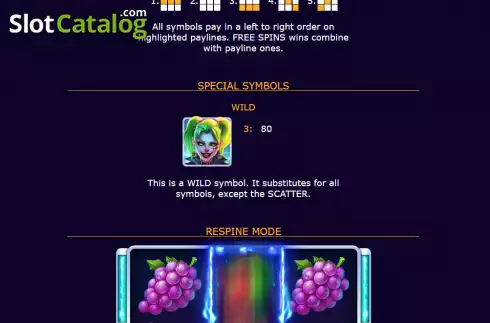 Special symbols screen. Storm Joker slot