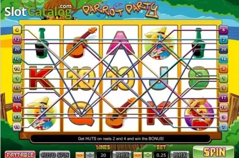 Game Workflow screen (Betway). Parrot Party slot