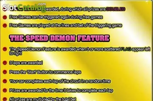 Schermo6. Speed Demon slot