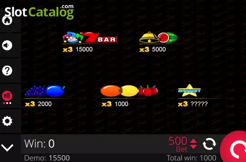 Paytable screen. Super Star 27 slot